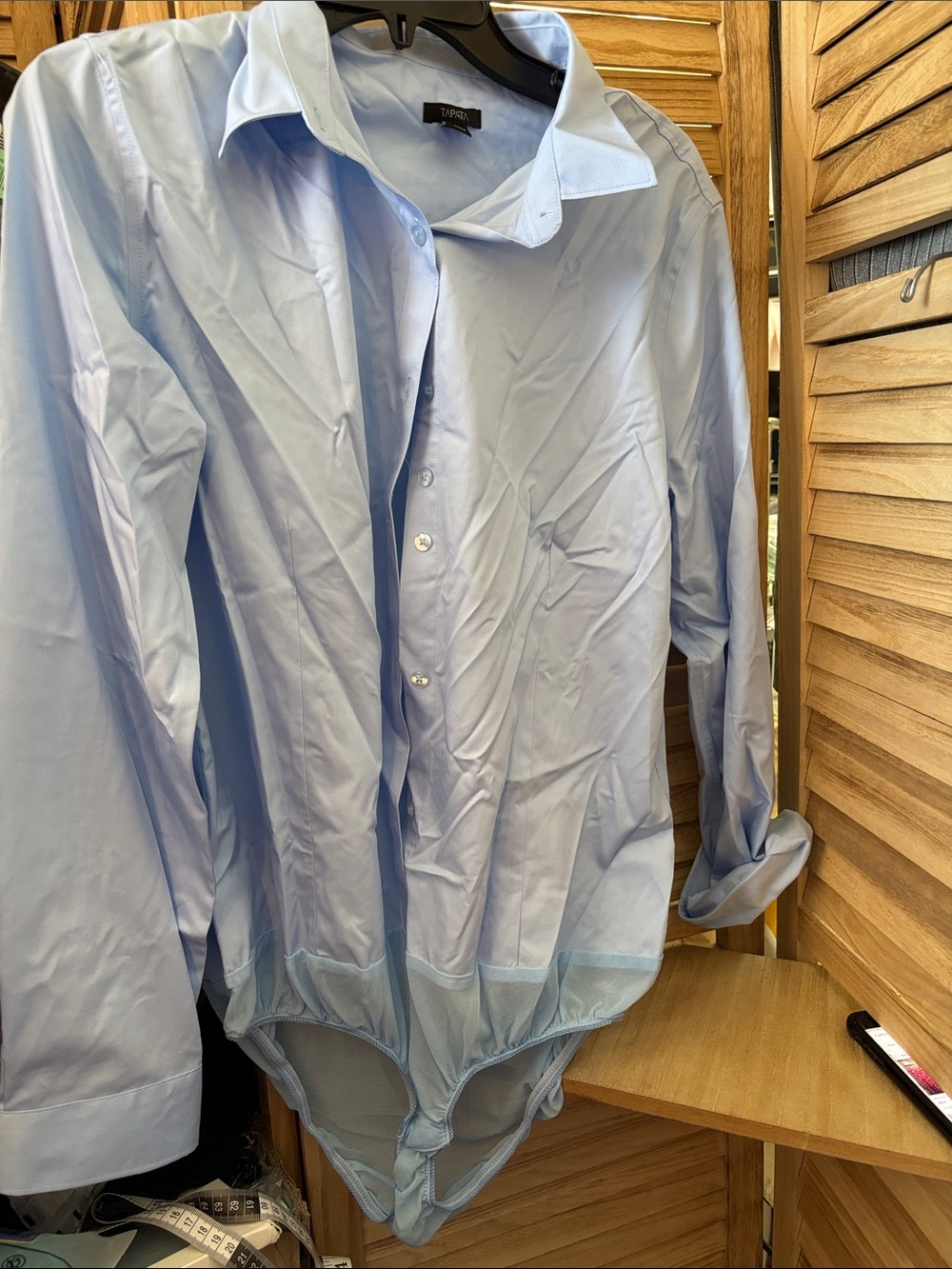 Tapata Light Blue Button-Front Bodysuit Suit Large
